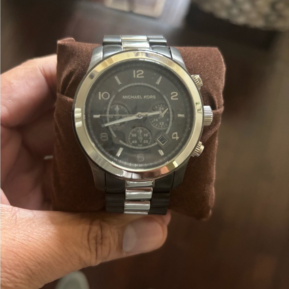 Michael Kors Black and Silver Chronograph Watch